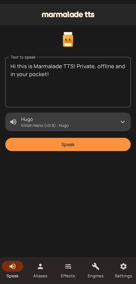 Speak screen in dark mode