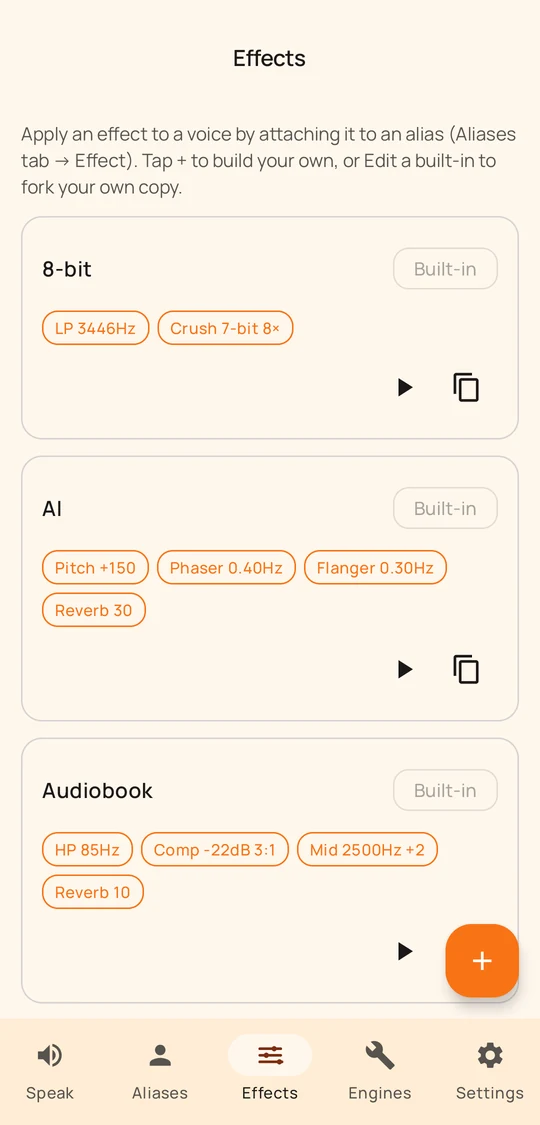 Voice effect presets