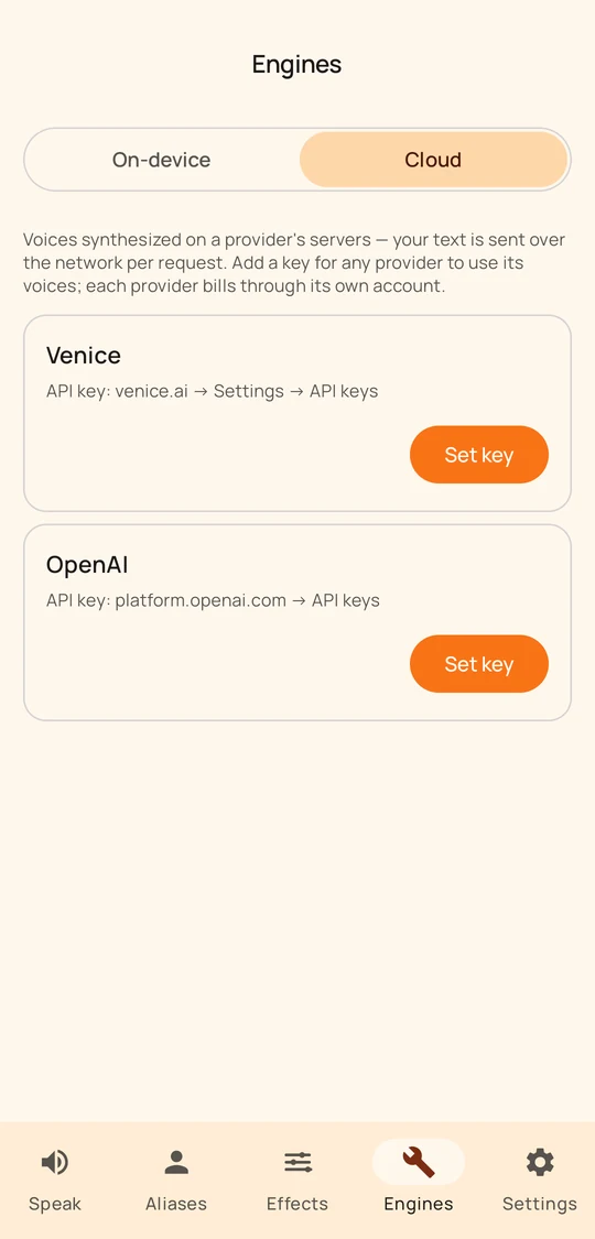Optional cloud engines
